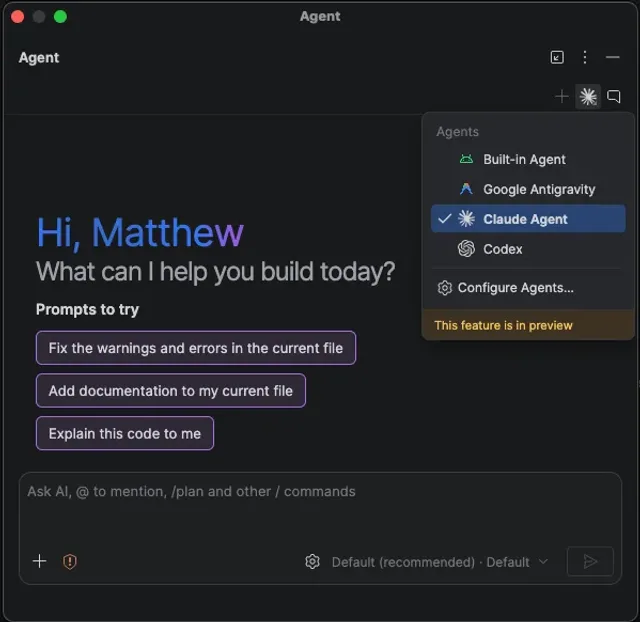Claude Agent в интерфейсе Android Studio