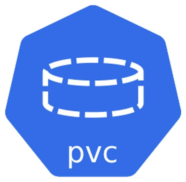 Официальный символ PersistentVolumeClaim с подписью PVC из Kubernetes Icons Set