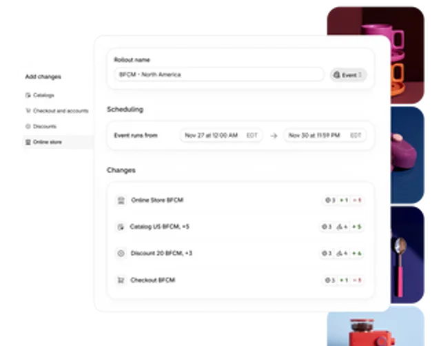 Панель Shopify Rollouts с расписанием кампании