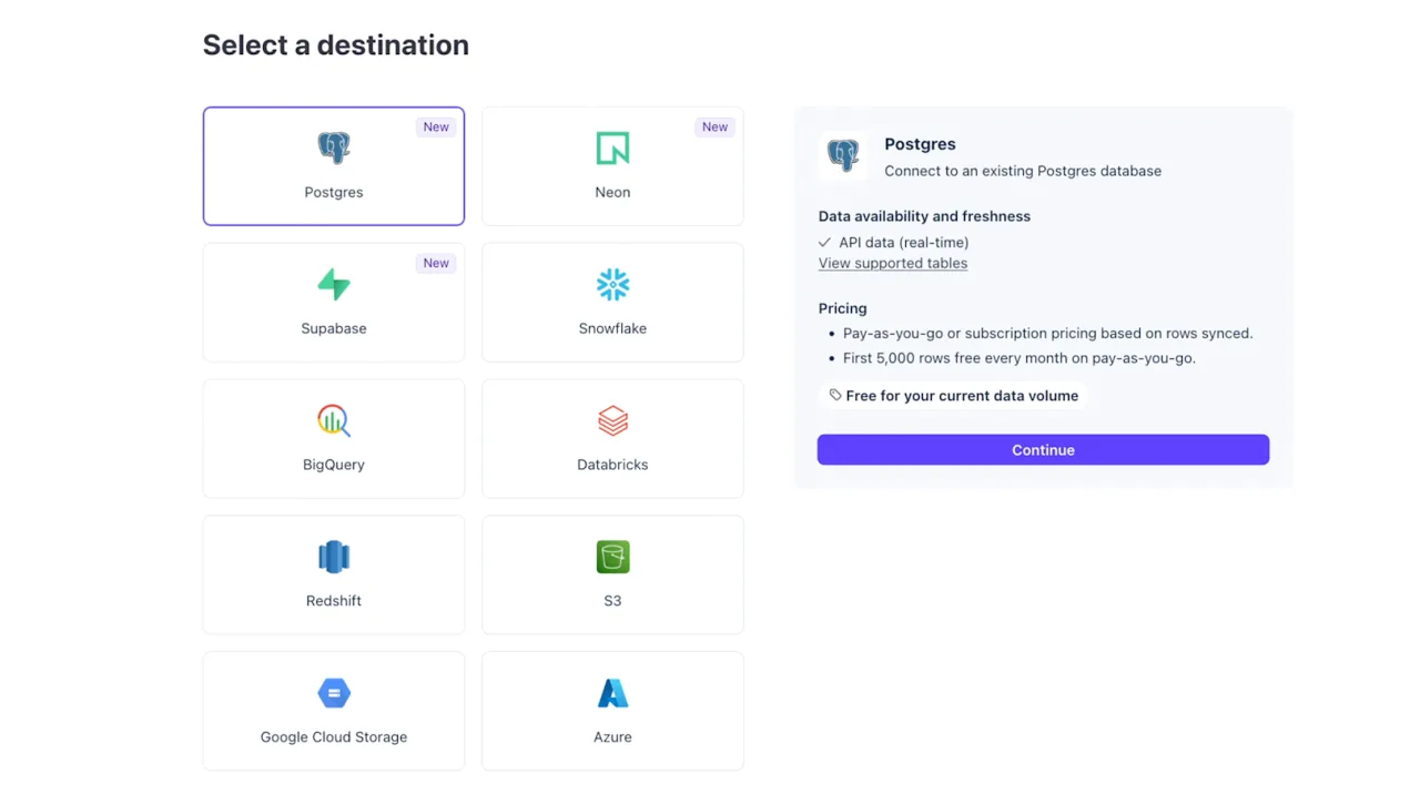 Подключение Postgres в Stripe Data Pipeline